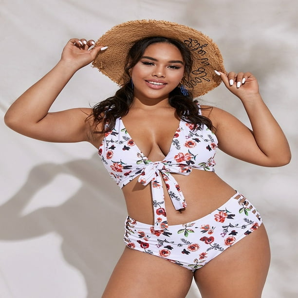 Women's Plus Size One Piece Swimsuits Bathing Suits for Women Sexy Halter  Plunge Neck Swimsuit Lace Up Swimwear XL-4XL