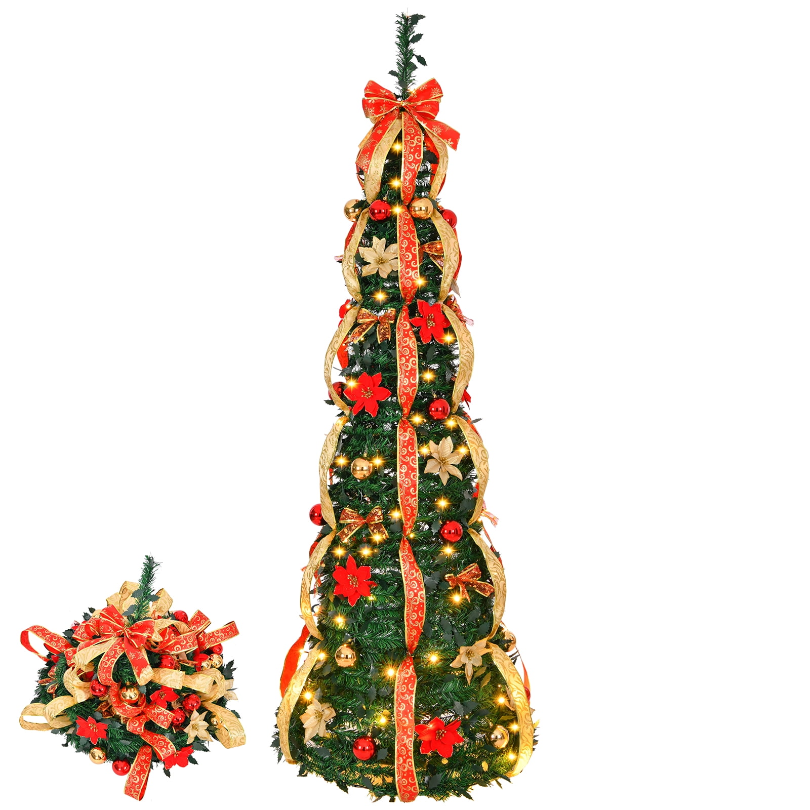 6ft Fully Decorated Pop-Up Christmas Tree with 150 LED Lights 8 Modes