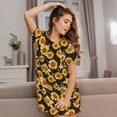 thumbnail image 3 of Pofeuu Black Marble Pattern Sunflower Print Women's Loose Fit Short Sleeve Nightgown, Comfortable Sleep Dress for Women, Casual Lounge Sleepwear, Soft Cotton Sleep Dress, 3 of 6