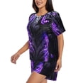 thumbnail image 2 of Daiia Purple Plant White Tiger Pattern Womens Pajama Sets Short Sleeve Pajamas for Women Sets Soft Lounge Sets Casual Round Neck Sleepwear PJS-Medium, 2 of 7