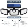 thumbnail image 5 of Luces solares para exterior, luces exteriores con sensor de movimiento, 3 cabezales ajustables, luces de inundación solares de 3 modos, seguridad LED impermeable IP65, 5 of 5