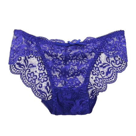 

Dadaria High Waisted Underwear for Women Bownot Lace Panties Low-waist Briefs Thong Lingerie Blue XL Women