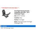 thumbnail image 2 of Front Right Steering Knuckle - Compatible with 2009 - 2019 Volkswagen Tiguan 2010 2011 2012 2013 2014 2015 2016 2017 2018, 2 of 2