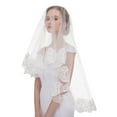 thumbnail image 6 of Elegant 1 Tier Lace Applique Edge Fingertip Wedding Bridal Veil - White, 4.9ft, 6 of 6