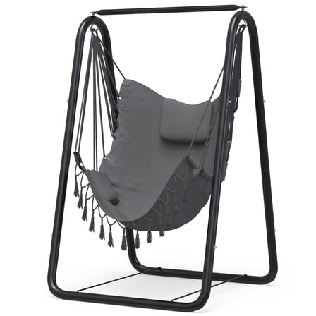 Hammock Chair with Stand, Indoor Heavy Duty Swing, Outdoor Hanging Chair, Suitable for Indoor Outdoor Rooms Courtyards Gardens