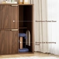 thumbnail image 2 of UZUGUL Walnut Cat Litter Box Cabinet, Mid-Century Hidden Enclosure with Cat Tree & Scratching Post, Side Table with Storage Shelf, 2 of 8