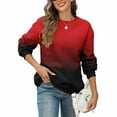 thumbnail image 2 of Makaor Sweatshirt Women Crew Neck Tops Fleece Long Sleeve Pullover Gradient Casual Fall Clothes Red S, 2 of 5