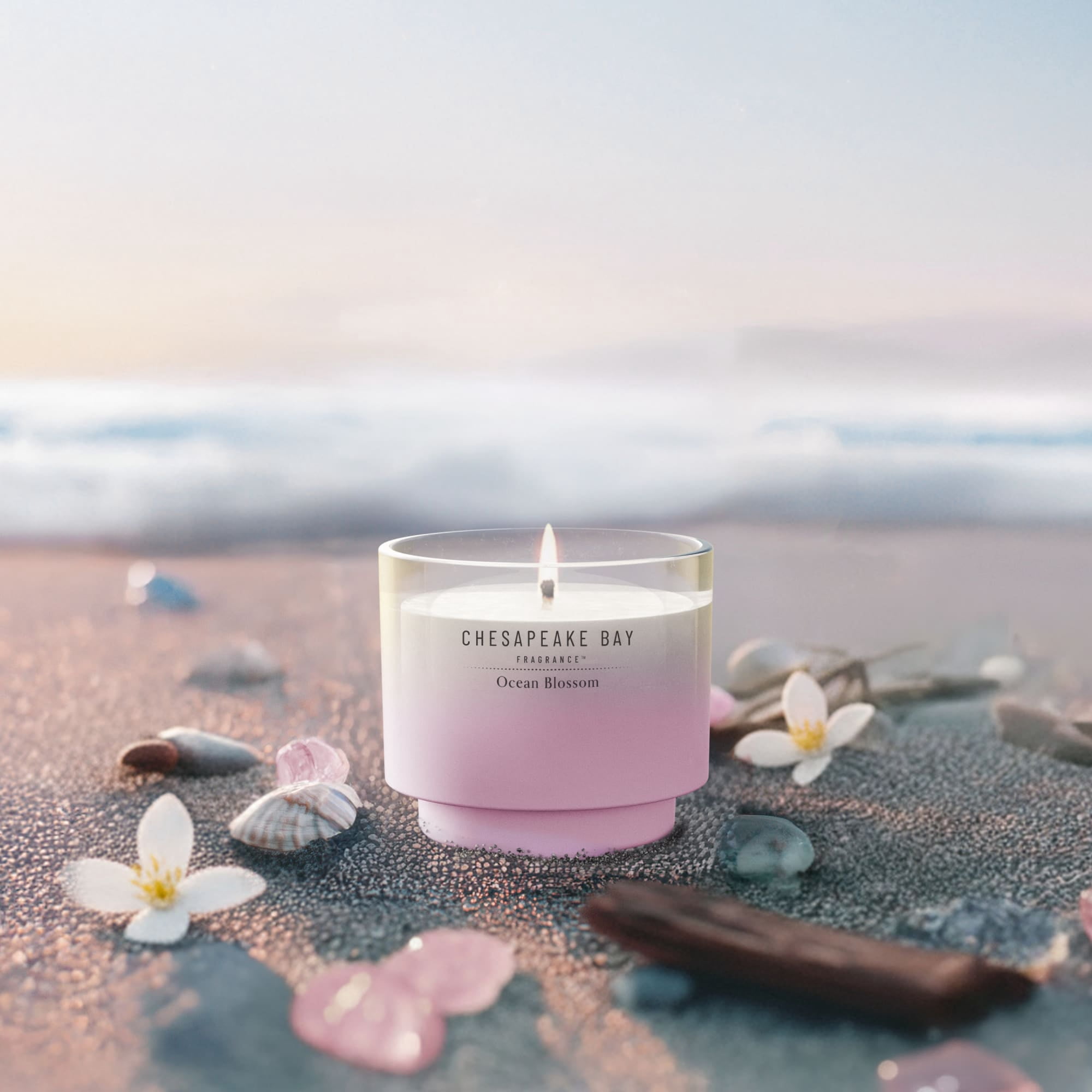 Chesapeake Bay Candle 4.5oz | Ocean Blossom Scent |Exclusive Mood Evoking Fragrance |Sea Glass-Inspired Jar | Premium Soy Blend Wax with Essential Oils | Coastal Fragrance for Home Décor or Gifting
