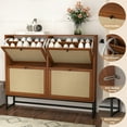 thumbnail image 5 of YOCWO 2 Tier Shoe Cabinet with 4 Flip Drawers, Narrow Shoe Storage Cabinet for Entryway, Walnut, 5 of 6