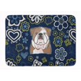 thumbnail image 1 of Carolines Treasures BB5070RUG Blue Flowers English Bulldog Machine Washable Memory Foam Mat, 1 of 4