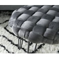 thumbnail image 7 of Powell Anya Round Handwoven Velvet Ottoman with Hairpin Legs, Gray, 7 of 7