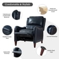 thumbnail image 2 of Genuine Leather Recliner Chair, Tina's Home Push Back Wood Leg Armchair Nailhead Living Room Navy, 2 of 6