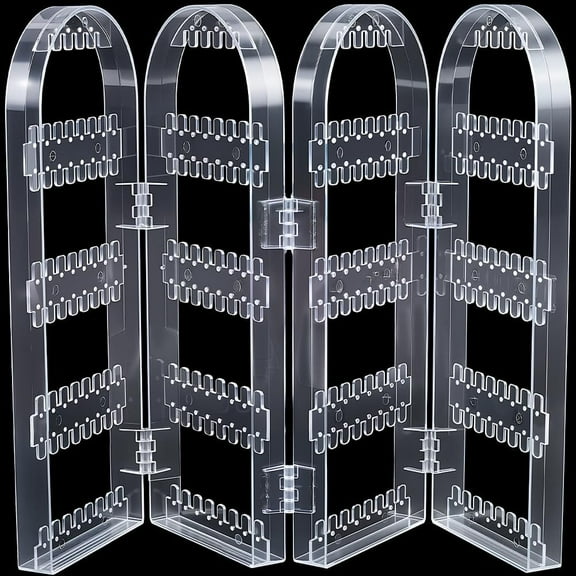 240 Holes 5 Tiers Acrylic Jewelry Display Stand Stud Earring Organizer 4 Doors Folding Necklace Bracelet Grooves Holds Up Storage Jewelry Rack for Earrings Selling Vendors Supplies Clear