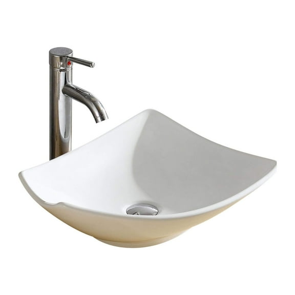 Fine Fixtures Stylized Vessel Sink Vitreous China No Faucet Hole