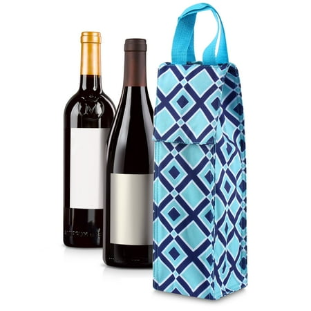 Royal Blue Wine Bottle Bag - Thermal Insulated Lightweight Wine Bottle Tote Carry Bag by Zodaca for Party - Blue Times Square
