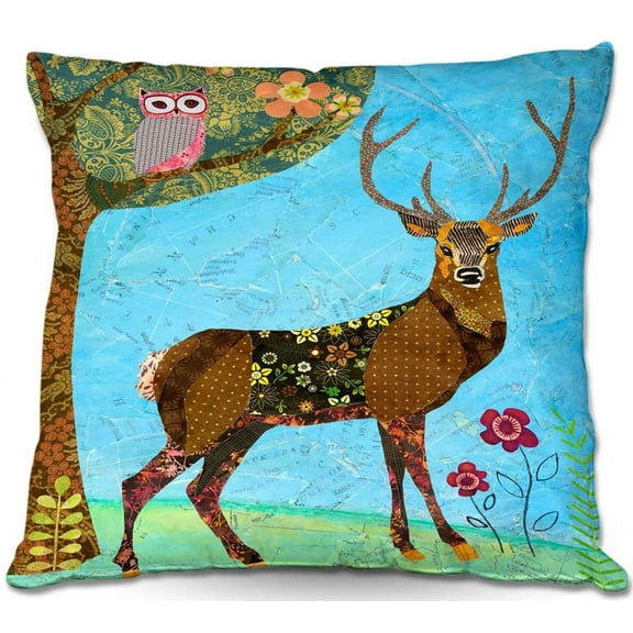 DiaNoche Designs Throw Pillows from Artist Sascalia - Forest Stag And Owl