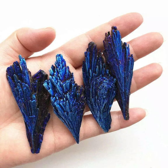 K-KED 1x Natural Aura Rainbow Kyanite Titanium Quartz Crystal Cluster Energy Stone-default