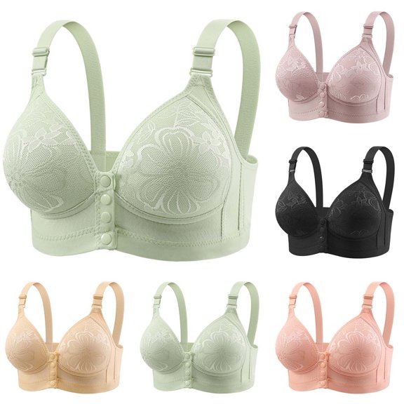 Bixock Push Up Bra for Women No Underwire Wireless Bra Thin Breathable Lift Support Front Button Closure Abjustable Straps Women Under Wear