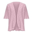 thumbnail image 6 of UAMVSH Lightweight Summer Cardigans for Women Fall Eyelet Knit Ruffle Half Sleeve Kimono Cover Ups Ladies Fashion Clothes(Large,Pink), 6 of 6
