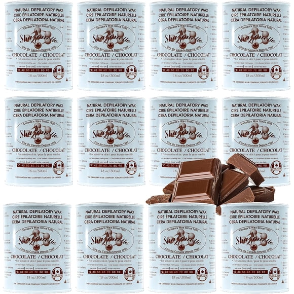 Sharonelle Cire Souple Tout Usage Épilation Cire Dépilatoire Naturelle en Conserve pour Peau Sensible Cire Fondante Fabriquée au Canada en Couleur Noire Emballage en Conserve (12 Pcs, Chocolat)