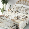 thumbnail image 3 of Ambesonne Cat Fitted & Top Sheet Set with Sham, Vintage Smiling Blue Eyed Kitty, Ivory Pale Brown Grey, 3 of 5