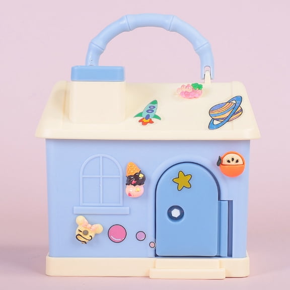 MLINS Adorable Cartoon House Piggy Bank for Kids Made of Plastic for Storage 6 x 4.5 x 5 inches