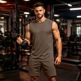 thumbnail image 6 of StSilkitty Men's 2 Piece Outfits Solid Color Sleeveless Crewneck Tank Tops and Shorts Set Summer Gym Running Tracksuits, 6 of 9