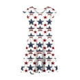 thumbnail image 4 of MKOSPLRT Independence Day Dresses for Girls Flying Sleeve Swing Ruffle Tiered Dress Funny Stars Striped Midi Dress 6-15 Years, 4 of 7