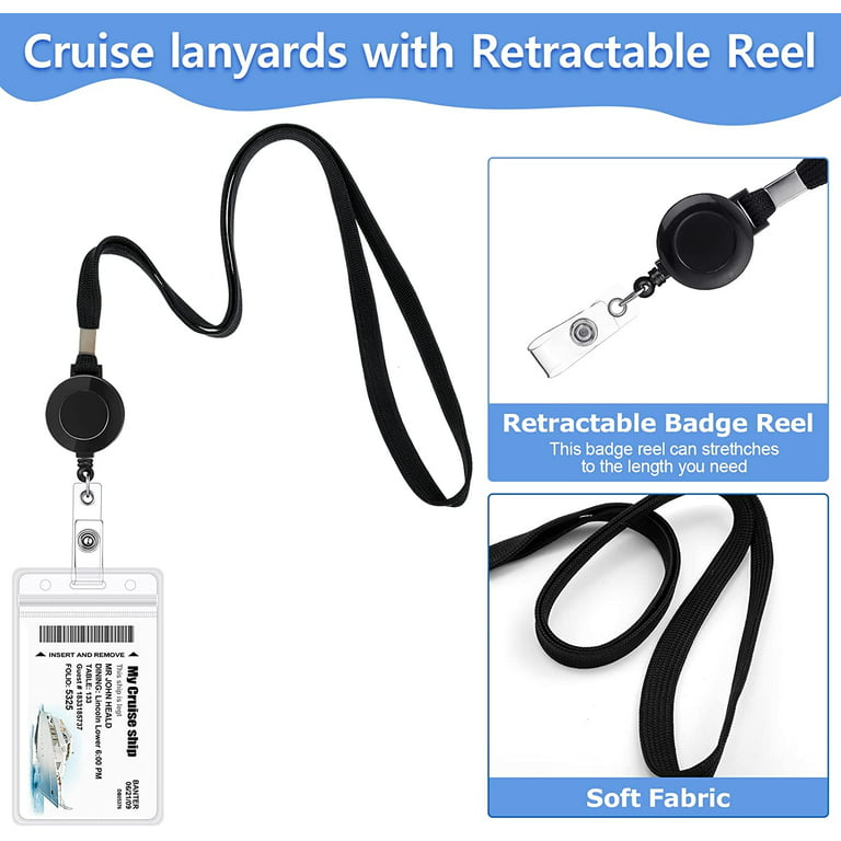 5 Sets Cruise Lanyards, Retractable Carnival Cruise Lanyard with