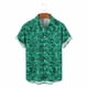 thumbnail image 4 of Ceisia Men's Breathable Four-Way Stretch Bright Green Dark Green Fine Leaf Print Cuban Collar Short Sleeve Hawaiian Beach Shirt Gift, 4 of 8
