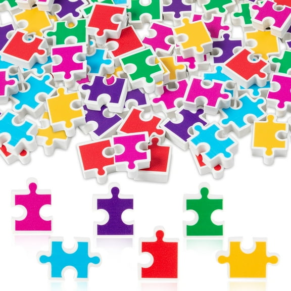 Haooryx Colourful Puzzle Erasers,60Pcs Mini Puzzle Erasers for Party Favors Gifts Teaching Prizes, 6 Styles