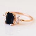 thumbnail image 2 of Black Onyx Engagement Ring Emerald Cut 14K Rose Gold Engagement Ring Cluster Ring Cz Diamond Ring Bridal Ring Promise Ring Anniversary Gift, 2 of 5
