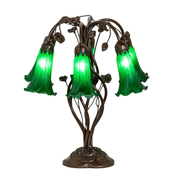 Meyda Tiffany 255806 Tiffany Pond Lily 6 Light 19" Tall Buffet Table Lamp - MultiColor