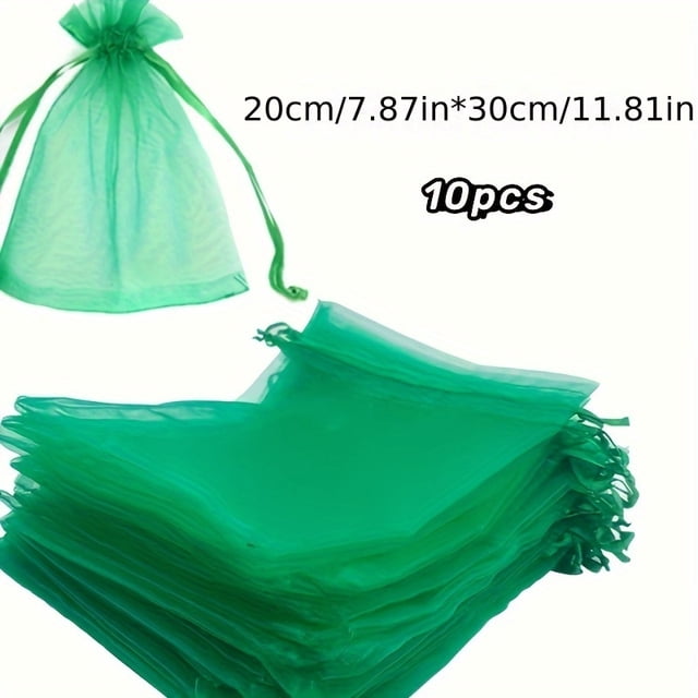 CHUANK 10 Pcs Sacs de Protection en Maille Respirante pour Fruits - Filet à Fraises et Raisins Anti-Insectes et Anti-Oiseaux pour la Saison des Récoltes Parfait pour Noël Pâques Action de Grâce et Décoration de Graduation