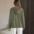 thumbnail image 4 of Cotton Linen Hooded Jackets for Women Fall Casual Long Sleeve Button Down Jacket Lightweight Loose Open Front Jackets, XL, 4 of 5