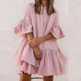 thumbnail image 4 of chiffon loose solid color high-end dress white L, 4 of 6