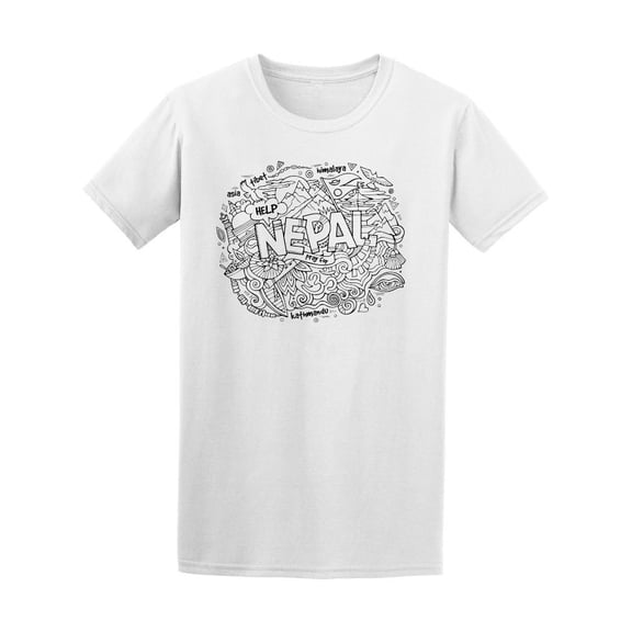Nepal Country Doodles Sketch Tee Men's -Image by Shutterstock