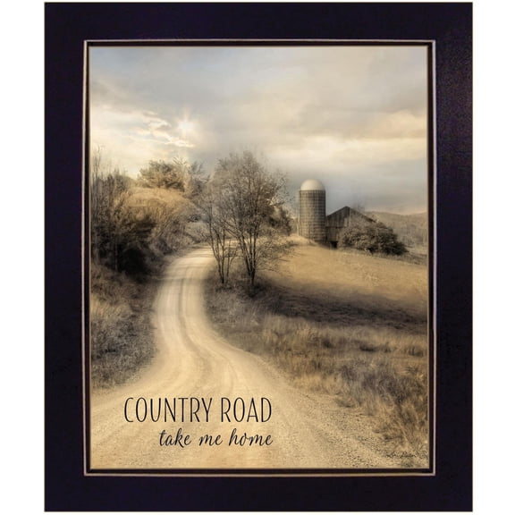 TrendyDecor4U Country Road Take Me Home By Lori Deiter Framed Print LD855GP-712