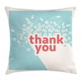 thumbnail image 1 of Thank You Throw Pillow Cushion Cover, Tiny Stars and Rocket Pictograms with Thankful Quote Retro Design, Decorative Square Accent Pillow Case, 24" X 24", Ivory Seafoam and Coral, by Ambesonne, 1 of 2