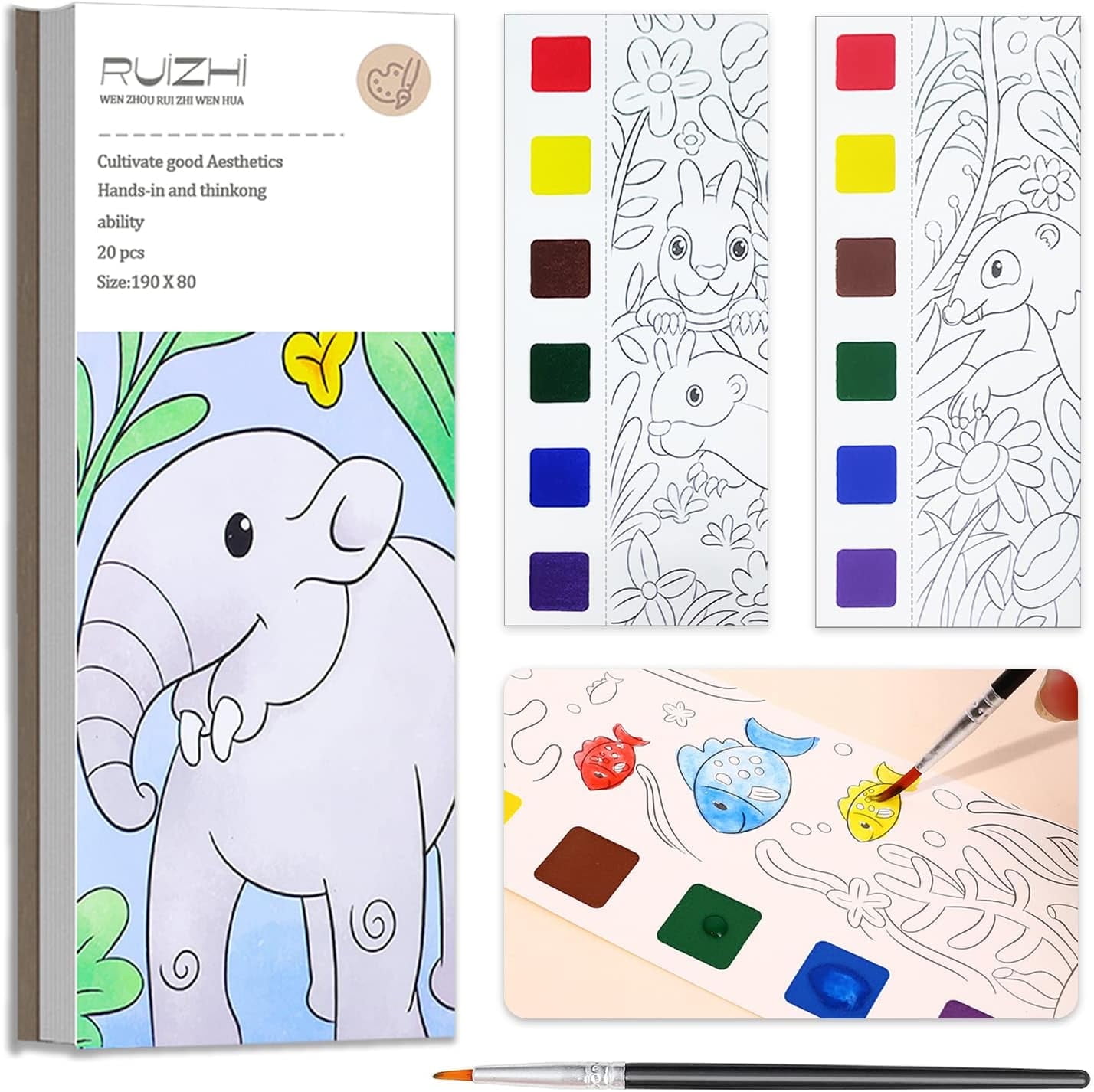 FloralGrace Libro Para Pintar Con Agua - Juguete Educativo Para Niños De 3 A 8 Años (Diseño De Capibaras, Sin Desorden)