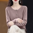 thumbnail image 4 of MXUIKV Crewneck Sweaters for Women Long Sleeve Fall Fashion Fitness Knitted Tunic Stretchy Loose Fitted Womens Blouses Solid Color, 4 of 5