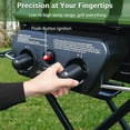 thumbnail image 4 of Brand Man Portable 2-Burner Camping Propane Gas Grill, Enameled Foldable BBQ with Griddle for Outdoor Cooking, Green, 4 of 10