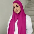 thumbnail image 2 of LIJCC Muslim Turban Convenient Gauze Scarf Mercerized Cotton Jersey Scarf Muslim Head Scarf Solid Color Long Scarf Wrap Scarves Cotton Scarf for Women Fashion, 2 of 4