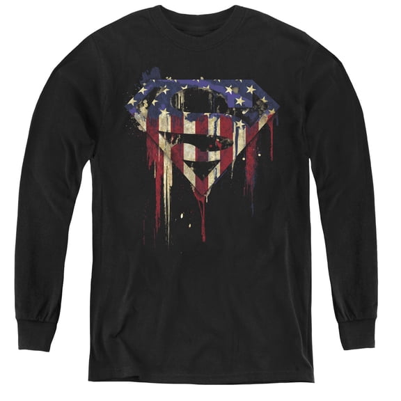 Superman - Bleeding Shield - Youth Long Sleeve Shirt - Large