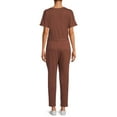 thumbnail image 3 of Time and Tru Women's Short Sleeve Knit Jumpsuit with Belt, 3 of 5