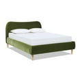 thumbnail image 3 of Jennifer Taylor Home Roman Curved Headboard Upholstered Platform Bed, Queen, Olive Green Performance Velvet, 3 of 8