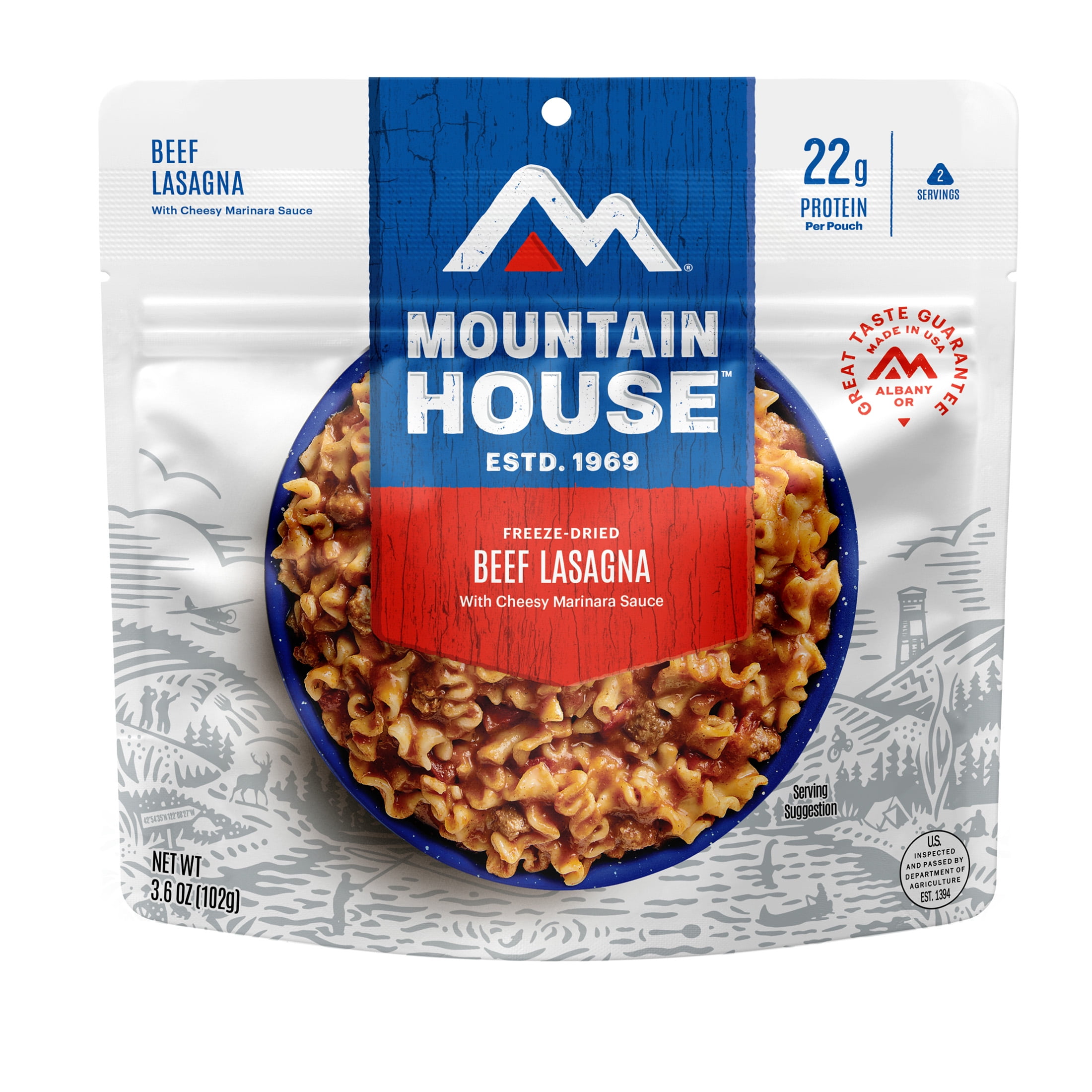 (8 pack) Mountain House Lasagna w/Meat Sauce, Freeze-Dried Camping & Backpacking Food, 2 Serving