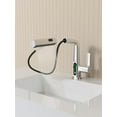 thumbnail image 3 of Chrome Pull-Out Lift LED Temperature Digital Display Bathroom Basin/Sink Faucet, Single Handle 360° Rotatable Waterfall 3-in-1 Basin Tap with Adjustable Height, 3 of 8