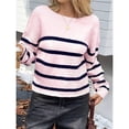 thumbnail image 4 of Suéter Corto de Cuello Redondo para Mujer, Larga, Tejido Grueso, Estilo Jersey, Ideal para Otoño Rosa Azul XL, 4 of 7