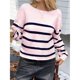 thumbnail image 4 of Suéter Corto de Cuello Redondo para Mujer, Larga, Tejido Grueso, Estilo Jersey, Ideal para Otoño Rosa Azul M, 4 of 7